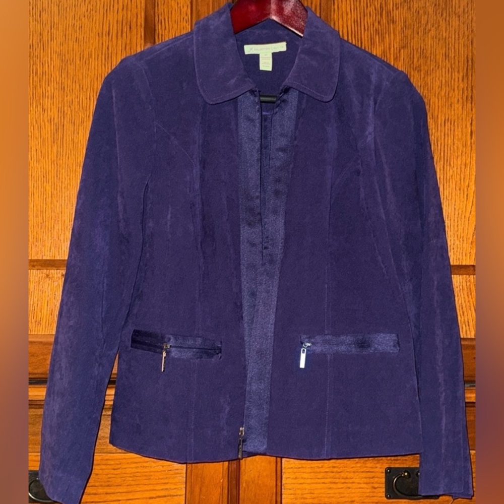 NWT JM Collection Petite Core Essentials Pure Purple Zip Up Jacket Career Blazer